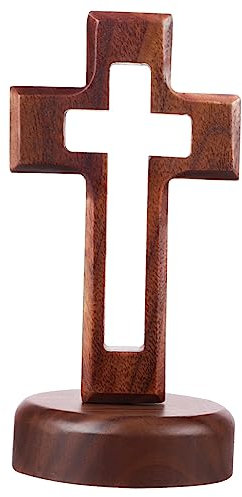 ABOOFAN Cruz De Mesa De Madera, Cruz De Pie De Madera Con Soporte Base Para Decoración Del Hogar De La Iglesia