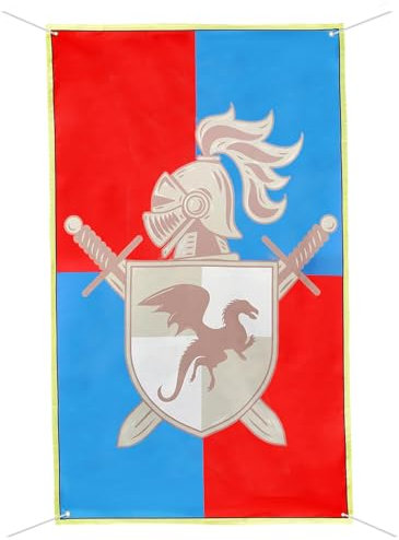 Drapeau de chevalier médiéval - Bannière château de chevalier - 150 x 90 cm - Décoration médiévale pour les fans du Moyen-Âge - Petit cadeau de bienvenue - Décoration de fête