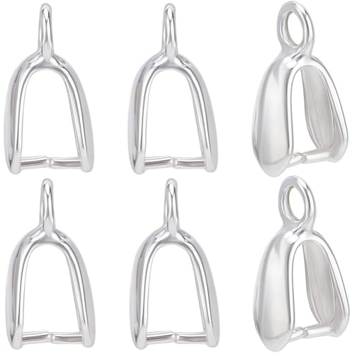 Beebeecraft 1 Box 30Pcs Ice Pick Pinch Bails 925 Sterling Silver Plated Brass Bail Clasp for Jewelry Making Buckles Charm