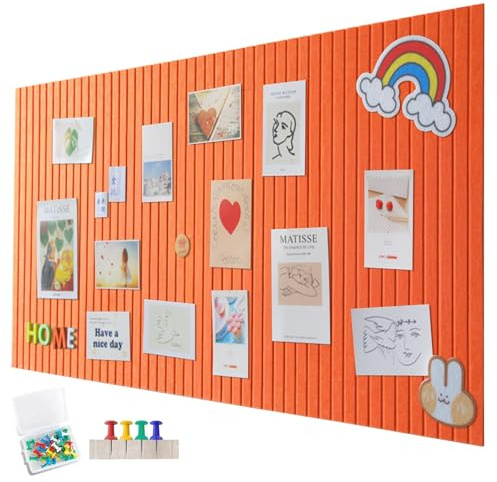 Grande Planche à Pins en Feutre Autocollante, 60x40 cm, Tableau Memo en Feutre avec 35 Épingles, Planche à Pins en Feutre, Tableau Memo, Bulletin Board, Décoration Murale Vision Board pour Bureau