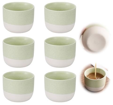 PRITOK Lot de 6 tasses à expresso en céramique - 150 ml - Mini tasses à expresso - Paroi épaisse - Multicolore - En faïence - Sans anse - Pour café, thé et lait