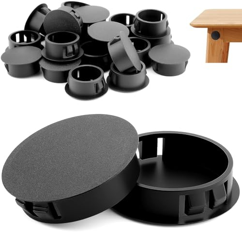 Sturiz 15 Stück Abdeckkappen für Bohrlöcher 25mm Blindstopfen Bohrloch Abdeckkappen Kunststoff Schwarz Verschlussstopfen Lochstopfen Rohrabdeckung Stopfen Abdeckkappe für Schränke Maschinen Möbel