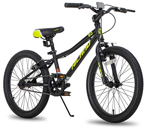 HILAND Climber 20 Inch Kids Mountain Bike, Single Speed Kids Bike with High Carbon Steel Frame, Front & Rear V-Brakes, 90% Pre-Assembled Children's Bicycle for Boys & Girls, Black