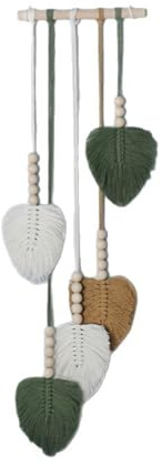 Macramé väggdekoration, boho-väggdekoration, handgjord vävd fönsterdekoration, hängande, väggdekoration för inomhus och utomhus, vardagsrum, sovrum eller som presentidé