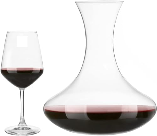 KASANOVA Set di calici vino con decanter Aria da 480 ml, 2 bicchieri da vino, 1 decanter in vetro cristallo LUXION
