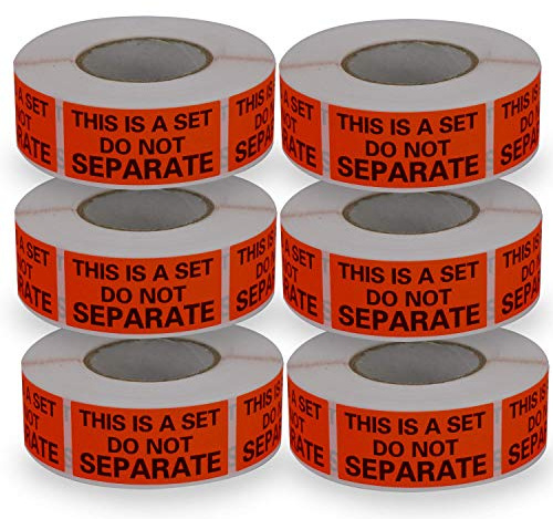 BETCKEY - Autocollants pour Emballage 25mm x 50mm, THIS IS A SET, DO NOT SEPARATE, 3000 Autocollants Rouges d'Avertissement d'Emballage, Séparation Interdite - 6 Rouleaux