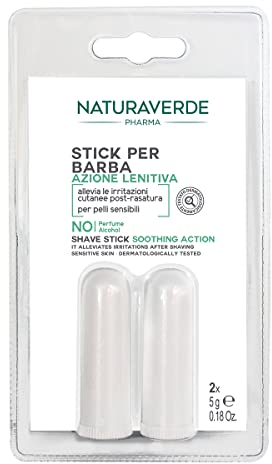 Naturaverde | Pharma - 2 Stick Dopobarba Uomo, Dopobarba Stick, Stick per Barba ad Azione Lenitiva, per Pelli Sensibili, 100% Naturale, 2x5g