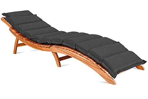 Detex® Liegenauflage Anthrazit Wasserabweisend inkl. Kopfkissen 55% Baumwolle 30° Maschinenwaschbar Auflage Sonnenliege Garten Balkon Liege Kissen Polster Schwungliege