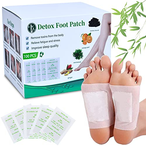 Lucfulyear Cerotti Detox Piedi unisex - 100pcs Patch purificanti Deep Cleansing, Promuove la Circolazione Sanguigna, Allevia lo Stress, Migliorare il Sonno, Bianco