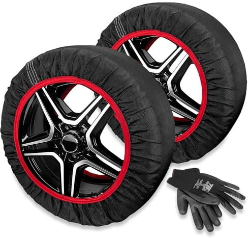 Heyner® Schneeketten Textilschneeketten Anfahrhilfe Stoffketten Snowsocks aus Stoff 2 Stück, Größe XL 14-21