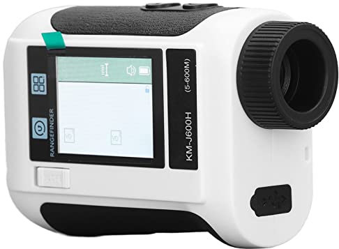 Telémetro de Golf Láser, 656 Yardas Golf Telémetro Telémetro de Golf con Aumento de 6,5X Pantalla Táctil LCD Transmisión de Voz Medidor de Distancias Deportivo para Golf Caza (Blanco)