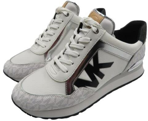Michael Kors Maddy Sneaker mit zweifarbigem Logo, Helles Weiß, 38.5 EU