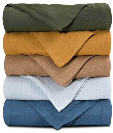 Musselintücher für Baby-Musselinquadrate, Spucktücher Baby,Wickeldecken für neugeborene Jungen und Mädchen, 5er-Pack atmungsaktive und Mullwindeln Spucktücher Wickeltücher für Kleinkinder 004