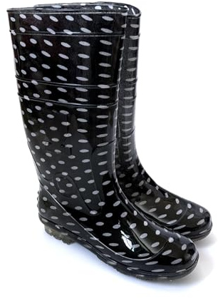 Womens Size 14 Boots Plus Size & Mens Wide Calf Knee High Rain Boots Waterproof Non-Slip Mud Boots Durable Work Shoes 14 Inch High Cut (Black, Womens 14 / Mens 13)