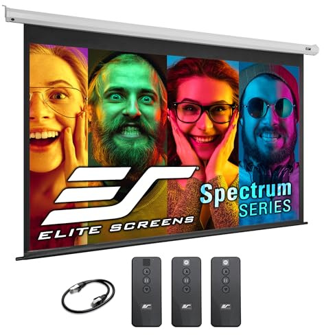 Elite Screens Spectrum 106 Motorized Projector Screen 16:10, Electric Drop Down, 4K/8K Ready, IR/RF Remote, White Case, ELECTRIC106X2