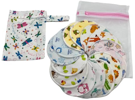 BEECO GIF2U Reusable Nursing Pads 14 Pack,Washable Breast Pads Breastfeeding Essentials,Newborn Necessities for Baby Boys and Girls,Postpartum Essentials for Mom,Super Soft & Absorbent