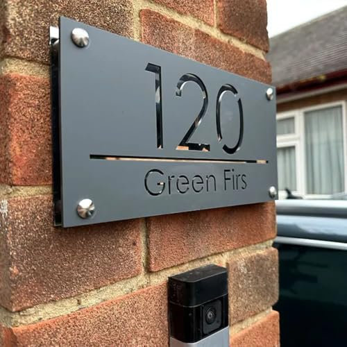 Letrero de dirección personalizado con números de casa, placa de dirección para exterior, acrílico 3D, números de casa modernos para exteriores personalizados (20 x 40 cm)