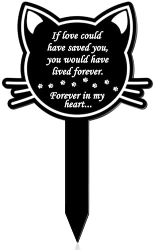 Marqueurs funéraires en métal de 32 cm en forme de chat pour animal de compagnie, mignon, hommage commémoratif, décoration de cimetière, plaque en croix, cadeaux de commémoration, pierre tombale