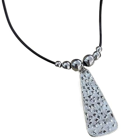 [Uitndvyte] Collana con ciondolo etnico retrò foglia luna stile bohémien perline clavicola catena regolabile in PU corda gioielli per il collo per le donne
