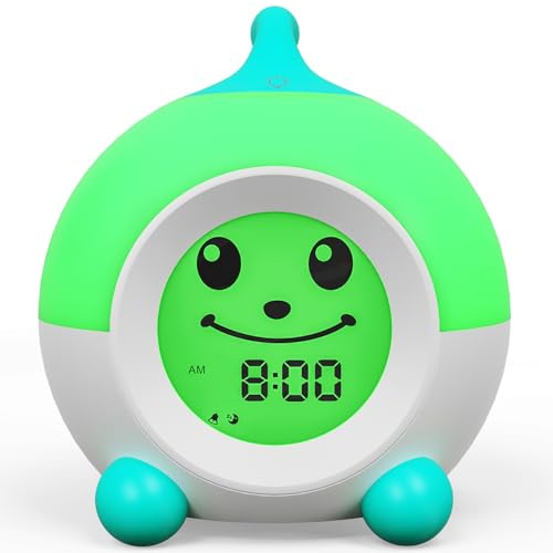 iHoo Sveglia per bambini, orologio da allenamento del sonno del bambino con emoji, orologio da notte per bambini camera da letto