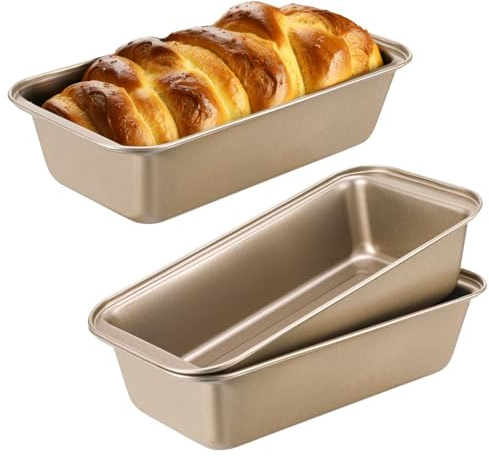 Xialvyu 3 Stk Edelstahl Brotbackform 22,5 x 12,5 x 6cm, Rechteckig Backform Kastenform Kuchen mit Antihaftbeschichtet, Kastenform Brot Brotformen Klein für Brot Kuchen Toast und Süßspeisen