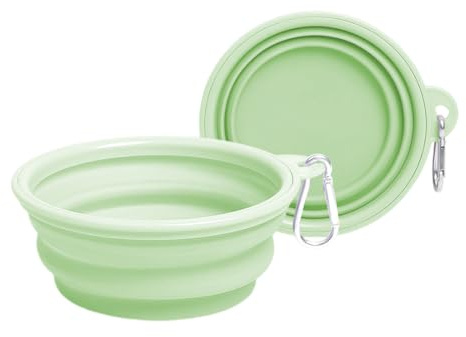 Gamelle pour Chien Pliable – 2 Pcs – Bol de Voyage, écuelle, Abreuvoir pour Chien – idéal pour Les Voyages, promenades et Le Quotidien – Léger, Compact (Verte, 350ml)