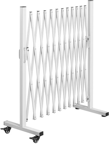 Aluminum Expandable Garden Fence, Portable Barricade Gate with Casters, Expansion Size 201×15.2×40.6 inches, Adjustable Flexible Fence Mobile Barricade Safety Barrier