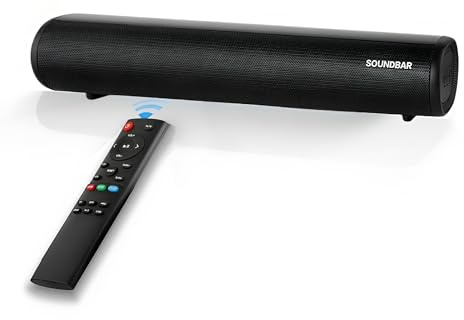 Winnes Soundbar TV Bluetooth Audio Altoparlante für PC/Home Cinema, 3 EQ-Modi, Wireless Subwoofer, Vielfältige Eingänge (Optisch/AUX/USB/HDMI/RCA) + Wandmontagekit & Fernbedienung