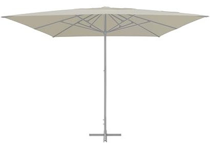 METRO Professional Ombrellone Quadrato in Alluminio, 4x4 m, Idrorepellente, Beige/Platino, con Base a Croce e Copertura Protettiva