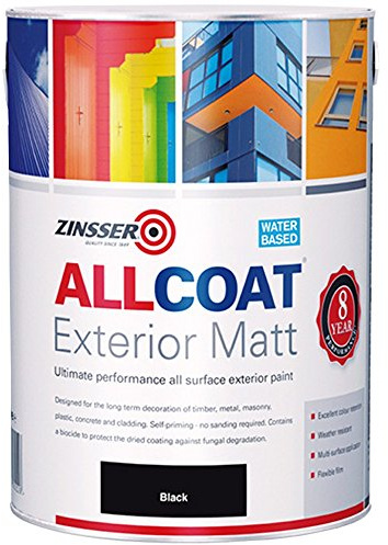 Zinsser Allcoat Exterior WB (Matt Finish) 2.5lt (Black or White) - Black