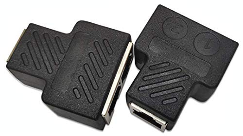 Duttek RJ45 Ethernet-splitter, Ethernet-splitter 1 till 2, RJ45 1 hona till 2 hona adapter för Ethernet Cat 5/CAT 6 LAN Splitter Ethernet-kabelförlängare surfa online samtidigt (1 par)