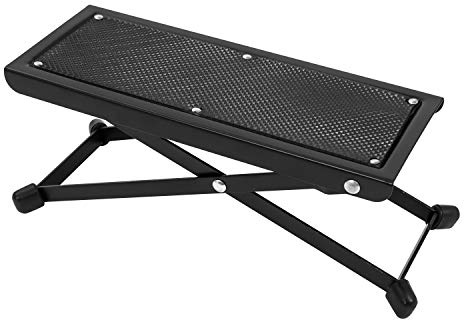 CASCHA guitar footrest 4-fold adjustable in height - foot stool foldable - foot rest footstool foot support guitar - guitar bench black non-slip & foldable - footbench guitar accessories