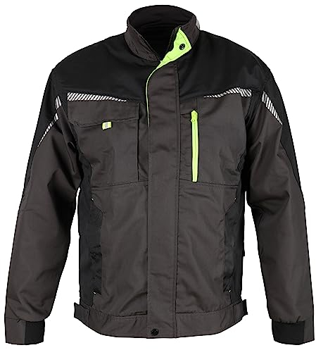 Stenso Prisma Arbeitsjacke Herren - Funktionale Arbeitsjacke Männer mit Zwei Unteren und Zwei Oberen Taschen, Verstärkten Schulterplatten, Reflektierenden Elementen, Bundjacke Herren Grau 52