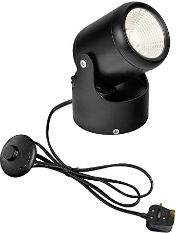 FSLiving 5 Wattage LED Accent Uplight with Plug-in Foot Control On Off Switch， Handheld Sized Portable Spot Light, Black