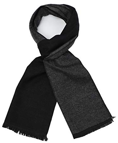 Homme Douce Coton Carreaux Foulard - Chaude Grand Tartan Ecossaise Écharpe Chale Stole pour Automne et Hiver(Noir&Gris 2)
