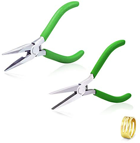 SPEEDWOX Micro pinza a becco lungo 5,5 pollici pinze a becco piatto ganasce lisce 15,5 pollici 2 pezzi set pinze per la creazione di gioielli con salto anello apri mini strumenti manuali artigianali