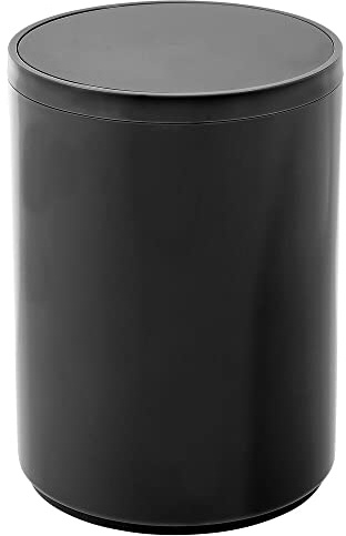 mDesign Cubo de basura redondo pequeño para baño o dormitorio, práctico cubo de basura pequeño con tapa oscilante, color negro