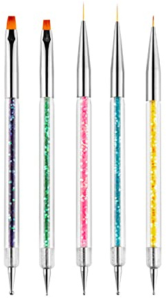 Rnitle Nagel Art Fineliner Pinsel[5 Stück],Nagel Art Liner Pinsel,Professionel Detail Pinselset,Nagellack Pinsel,für Nail Art Design Painting Salon,Nageldesign Nagel Fußpflege