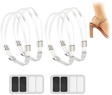 HADAVAKA 2parole Cinghie Elastiche Per Scarpe Con Tacchi Alti, Cinturino Alla Caviglia Staccabile Con Strass A Doppia Fila, Scarpe Fisse Per Evitare La Caduta Delle Scarpe (Transparent)