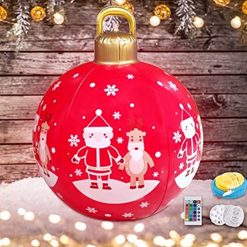 ACAREY Weihnachtsdeko Weihnachtskugeln Aufblasbare 60cm Weihnachtskugel XXLOutdoor mit LED Licht Und Fernbedienung, Weihnachtsmann Weihnachtskugeln Aufblasbarer Weihnachtsball