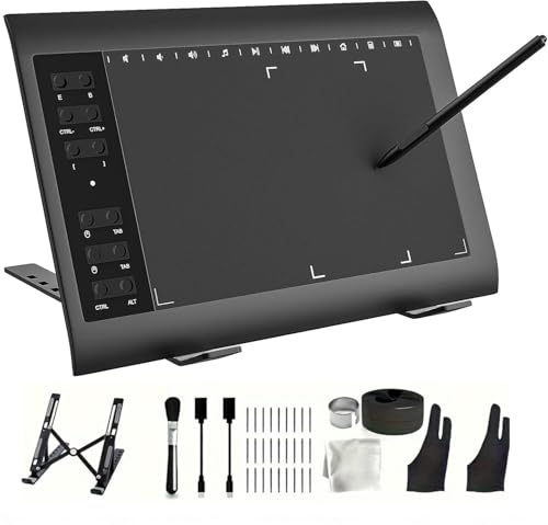 Graphics Drawing Tablet TEROW,10x6 inch Digital drawing tablet with Bracket and 8192 Levels Stylus for PC/Mac/Android 5.0 for Drawing and Online Teaching,Drawing pad drawing borard and Computer tablet