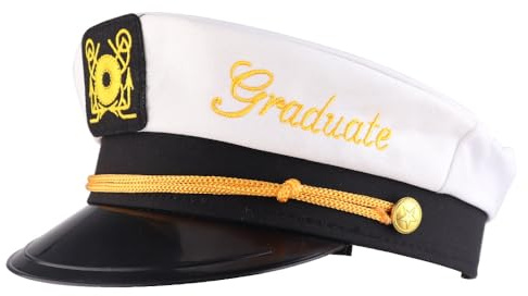 Graduate Captain's Hat - Funny Mortarboard Alternative | Nautical Themed College Grad Party 2026 Decorations for High School Grads Gifts Decor Ideas Boating Accessories Boat Cap Favors Gift Supplies