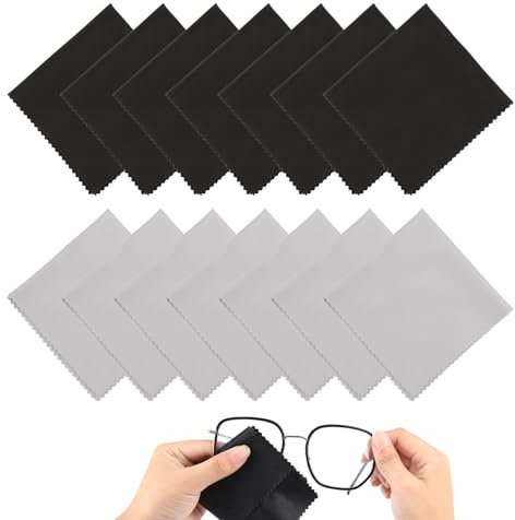 14er-Pack Brillenputztücher Mikrofaser, Extra Sanft & Saugfähig - 20x20 cm Spezialgröße - Ideal für Brillen, Displays, Objektive & mehr - Wiederverwendbar & Waschbar bei 30°C