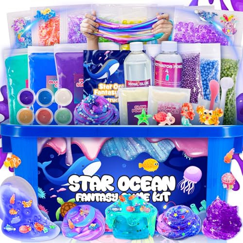 iKidiki Slime Enfant, Jouet Fille 6 7 8 9 10 11 12 Ans Galaxy Slime Cadeau Fille 6 7 8 9 10 11 12 Ans Slime Fluffy Jouet Garcon 6-12 Ans Slime Kit Activite Manuelle Fille 6-12 Ans
