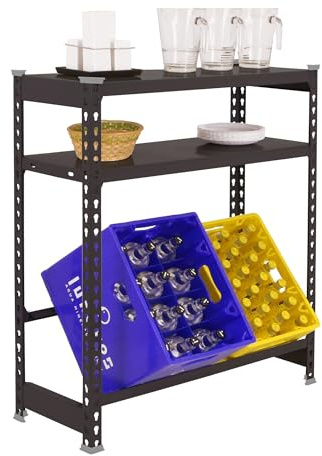 Simon Rack Drinks Crate Rack for 2 Crates, 1000 x 800 x 300 mm, Anthracite, Freestanding Metal Shelf for Water Crates, Beer Crates or Drinks Crates, for Kitchen, Garage or Cellar