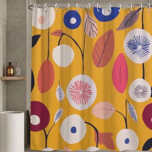Duschdraperi 150 x 200 cm – orange färg – duschdraperier vattentätt textilpolyestertyg – snabbtorkande duschdraperier med 12 krokar och vikt nedtill – höst badrumsgardin för badrum W-P487