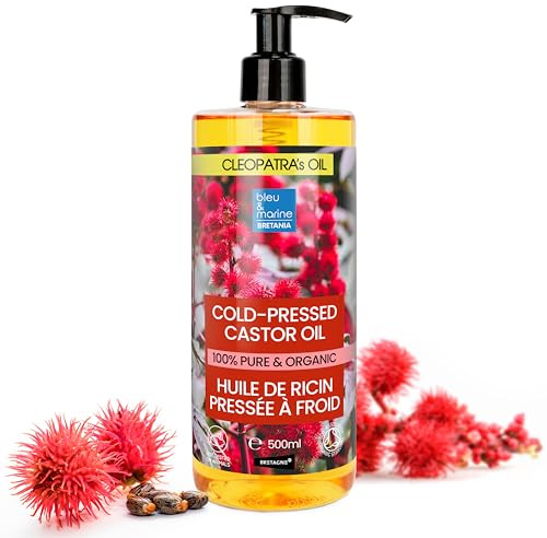 Aceite de Ricino Puro 100% Prensado en Frío | Estimulador de Crecimiento Cabello y Barba | Fortalecedor de Uñas | Reductor de Ojeras | Hidratante para Piel, Amarillo, 500 ml