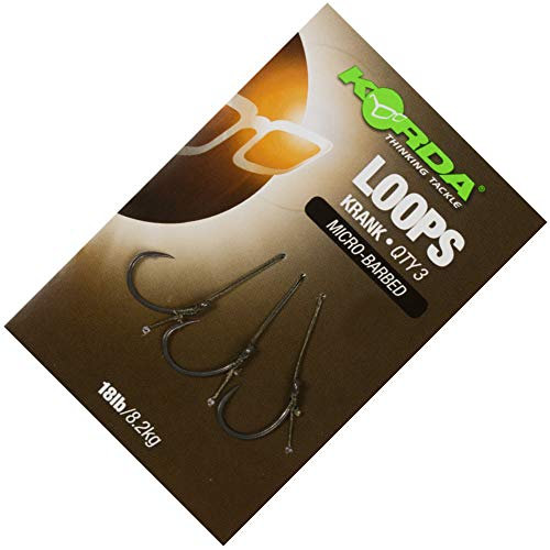Korda Loops Rigs Krank Barbed Size 4 | Pre-Tied Carp Fishing Combi-Rig | High-Strength 18lb Braid with Krank Hooks
