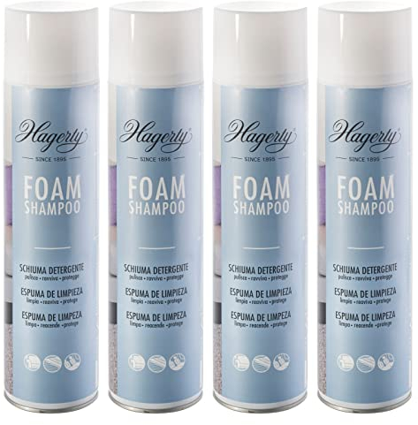 4x Hagerty Foam Shampoo Schiuma Detergente Spray Smacchiante per Tessuti Lavabili Tappeti e Tappezzeria - 4 Flaconi da 600ml