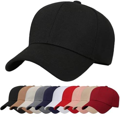 Baynetin Cappello da Baseball Uomo con Visiera Unisex Cotone Regolabile Casuale Berretto da Baseball Cappellini per Ciclismo, Pesca, Tennis, Corsa (Nero)